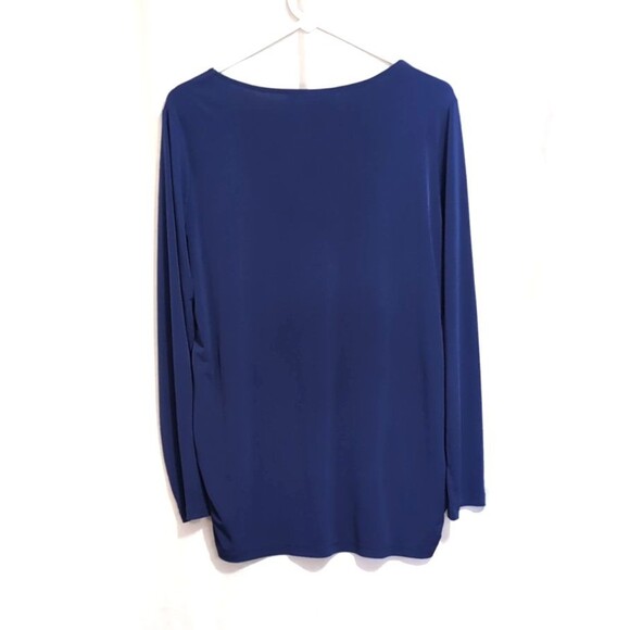 Susan Graver Women’s Size LARGE Navy Liquid Knit Keyhole Neck Dressy Festive Top - Picture 2 of 16